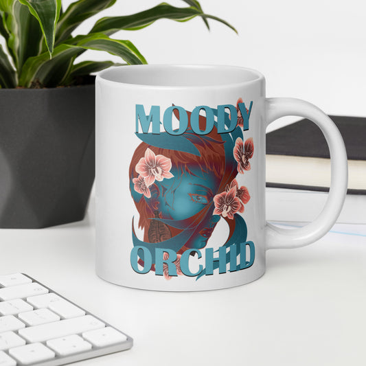 Moody Orchid White glossy mug