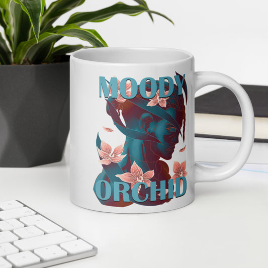 Moody Orchid White glossy mug
